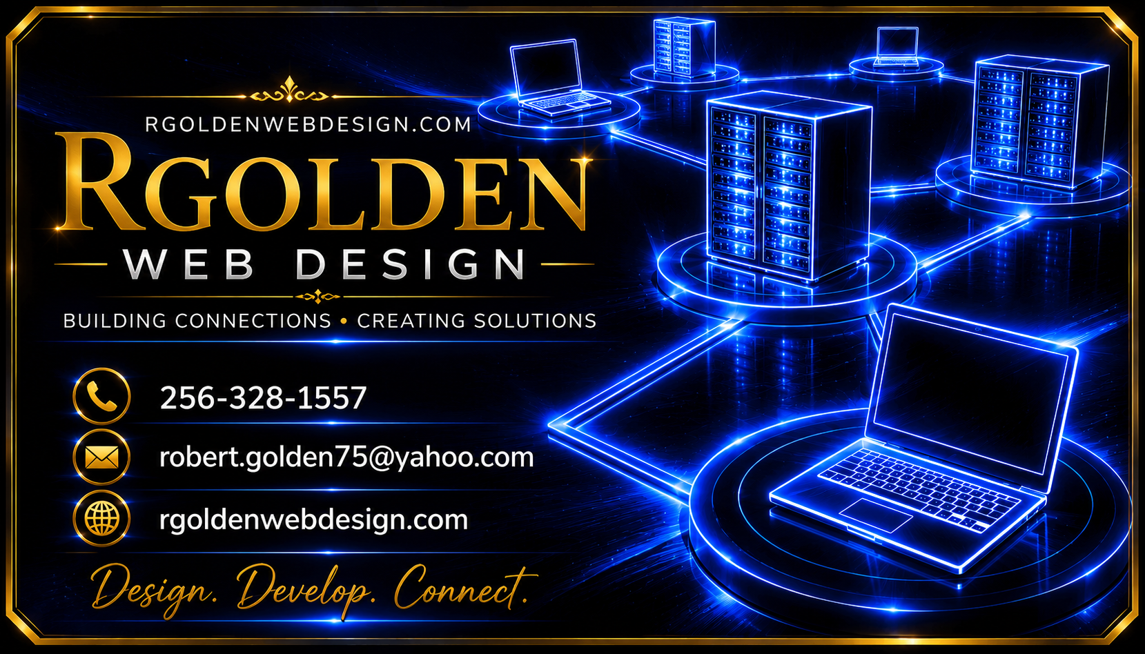Robert Golden business card with contact information